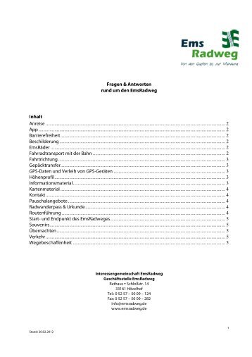 FAQs im Internet - EmsRadweg