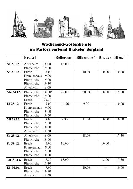 Pfarrnachrichten 22.12.2012 bis 19.01.2013