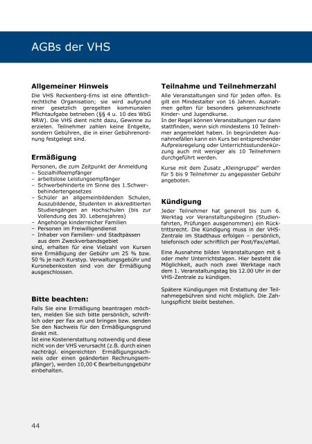 Business-Akademie - Volkshochschule Reckenberg-Ems