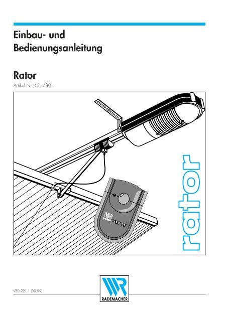 Einbau- und Bedienungsanleitung Rator - Rademacher