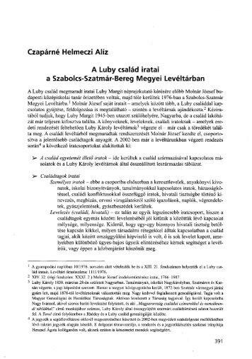 A Luby család iratai a Szabolcs-Szatmár-Bereg - Magyar Nemzeti ...