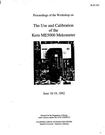 The Use and Calibration of the Kern ME5000 Mekometer - SLAC ...