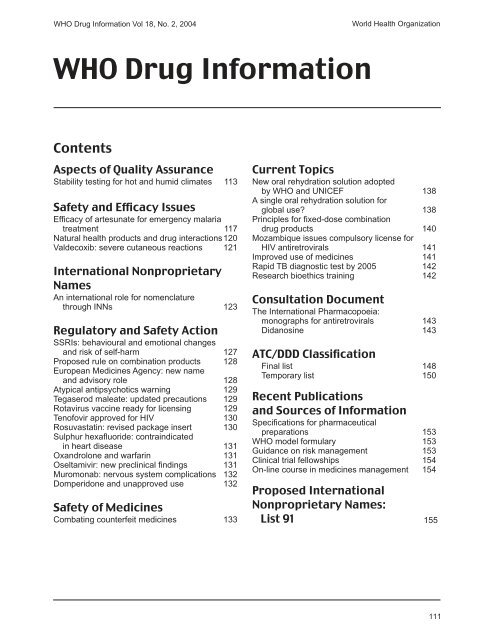 WHO Drug Information Vol. 18, No. 2, 2004 - World Health ...