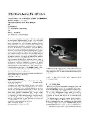 Reflectance Model for Diffraction - EDM - UHasselt