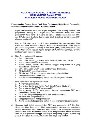 NOTA RETUR ATAU NOTA PEMBATALAN ATAS BARANG KENA ...