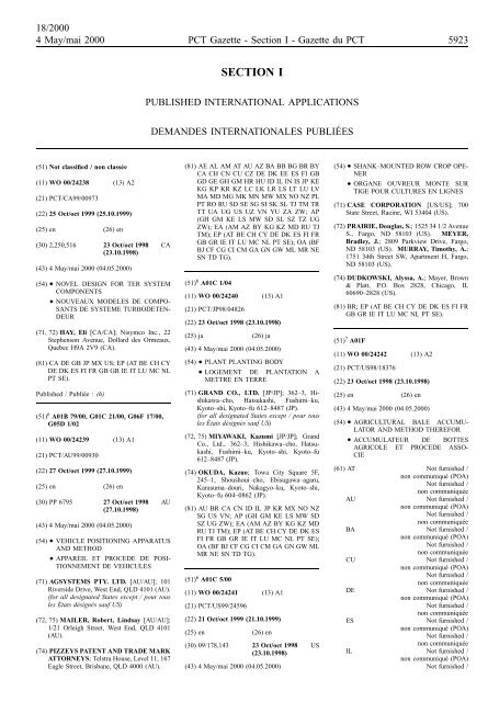 PCT/2000/18 - World Intellectual Property Organization