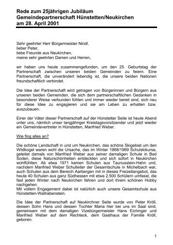 Rede von Ehrenbürgermeister Helmut Schumann zum 25jährigen ...