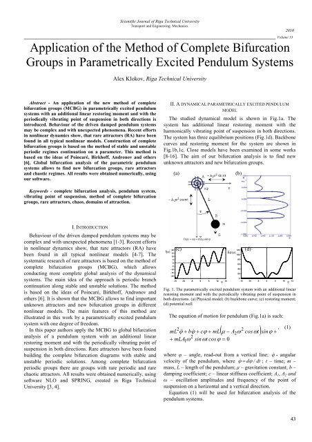 Application of the Method of Complete Bifurcation Groups in ... - ortus
