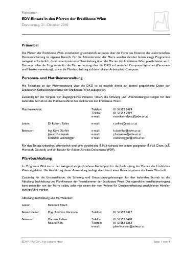 Richtlinien EDV-Einsatz in den Pfarren der Erzdiözese Wien ... - PGR