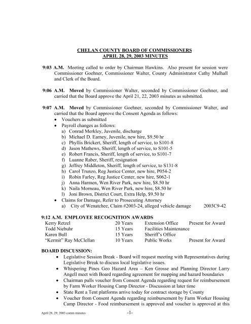 commission minutes - Chelan County
