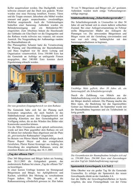 Rathaus-Zeitung Dezember 2005 - Gemeinde Ursensollen