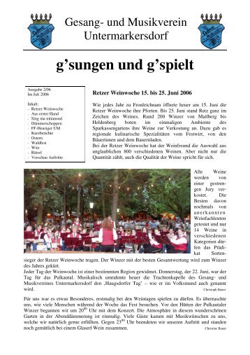 g'sungen und g'spielt - GMV Untermarkersdorf