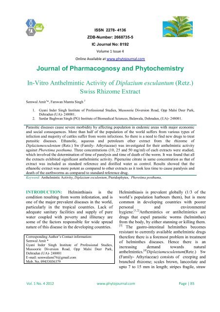 Retz. - Journal of Pharmacognosy and Phytochemistry