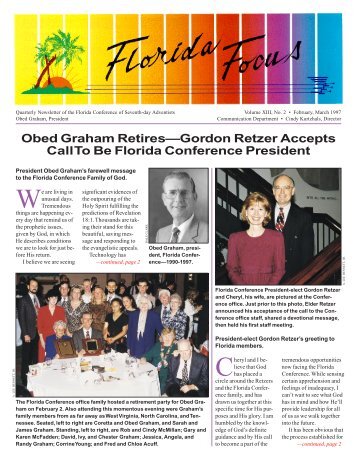 Obed Graham Retires—Gordon Retzer Accepts Call To Be Florida ...