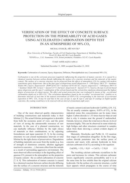 Verification of the effect of concrete surface ... - Ceramics-Silikaty