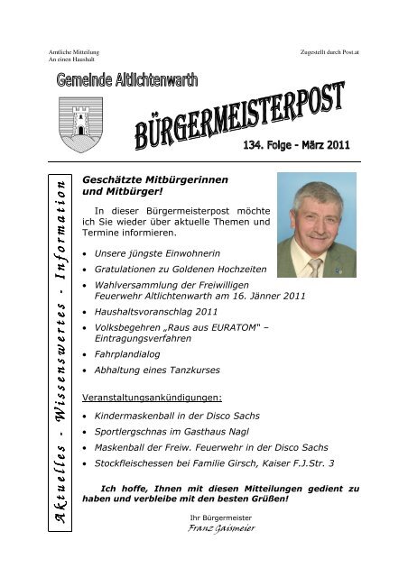 Bürgermeisterpost 134. Folge - Altlichtenwarth