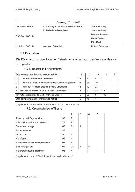 ARGE Bildungsforschung - Kirchliche Pädagogische Hochschule Graz