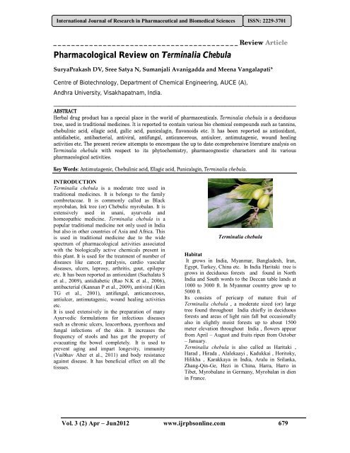 Pharmacological Review on Terminalia Chebula - International ...