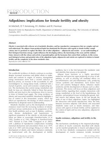 Adipokines: implications for female fertility and obesity