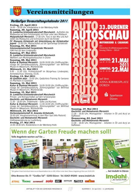 Nr. 05/2011, erschienen am 29.04.2011 - Gemeinde Merzenich