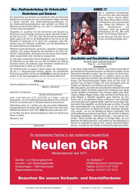 Nr. 05/2011, erschienen am 29.04.2011 - Gemeinde Merzenich