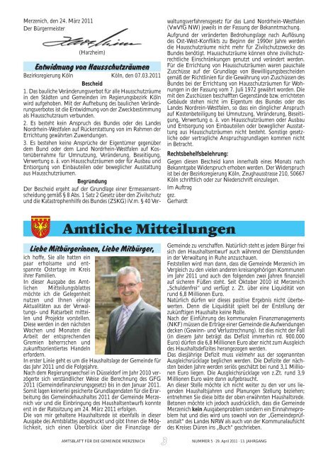 Nr. 05/2011, erschienen am 29.04.2011 - Gemeinde Merzenich