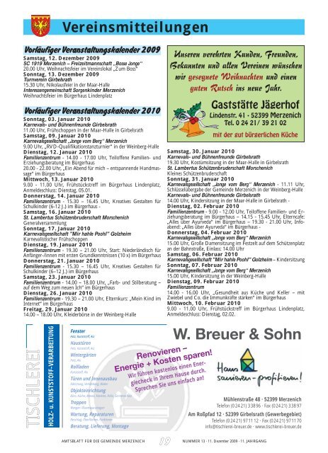 Nr. 13/2009, erschienen am 11.12.2009 - Gemeinde Merzenich