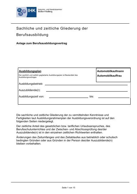 Sachliche Und Zeitliche Gliederung Kauffrau Für Büromanagement Sachliche und zeitliche Gliederung - IHK Gießen Friedberg