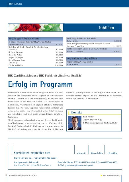 Ausgabe 01/2011 - IHK Gießen Friedberg