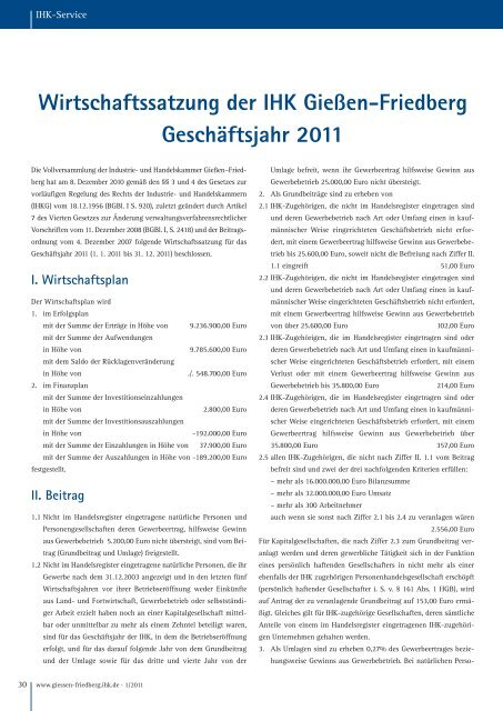 Ausgabe 01/2011 - IHK Gießen Friedberg