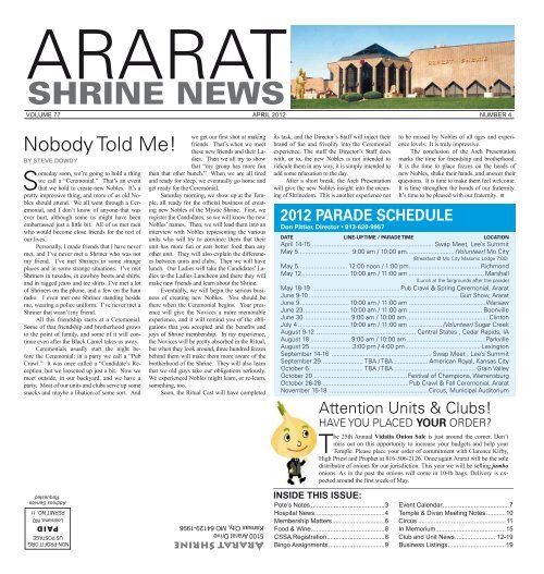SHRINE NEWS - Ararat Shrine Temple