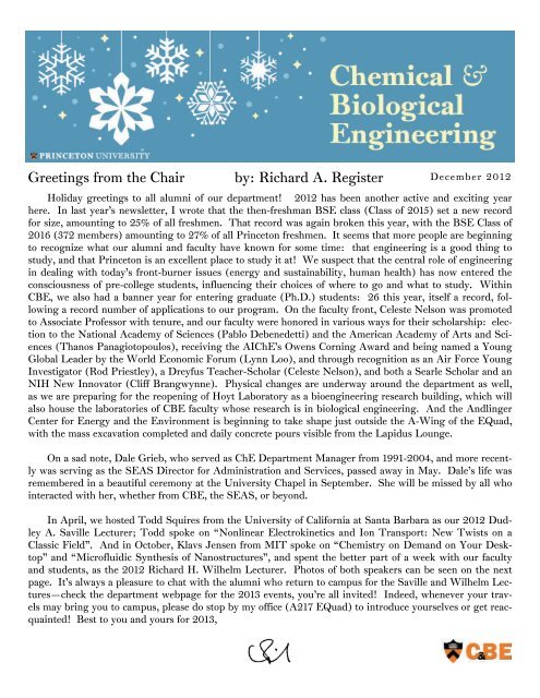 Greetings From The Chair By Richard A Register News Princeton