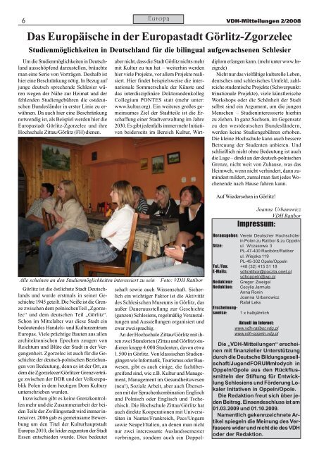Ausgabe Nr. 2/2008 - Zwiazek Studentow Niemieckich w Polsce z ...