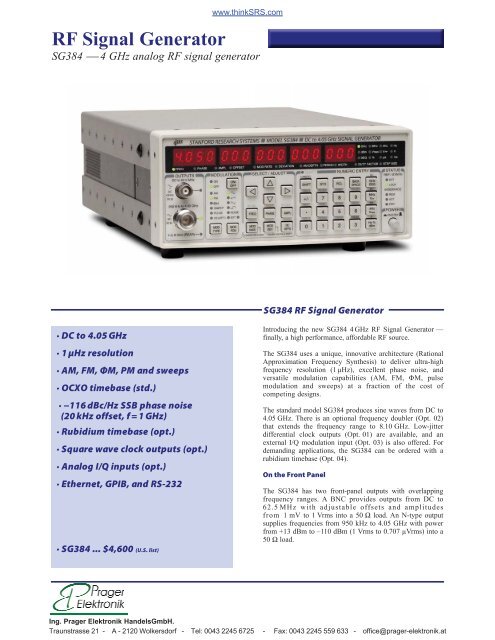 RF Signal Generator - Prager Elektronik