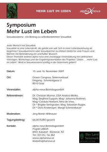 Tagungsbericht Symposium „Mehr Lust im Leben ... - Alpha Nova