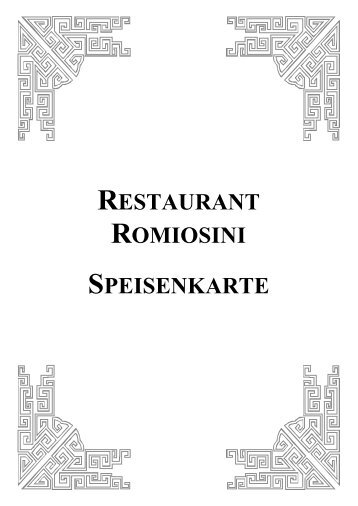 RESTAURANT ROMIOSINI SPEISENKARTE - Schlemmerinfo