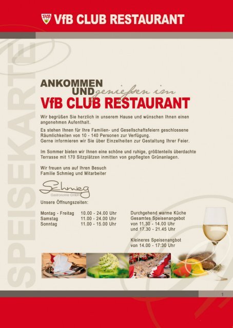 Speisekarte - VfB Club Restaurant