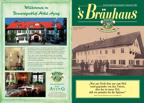 Willkommen im Brauereigasthof Hotel Aying - Ayinger Bierkultur pur