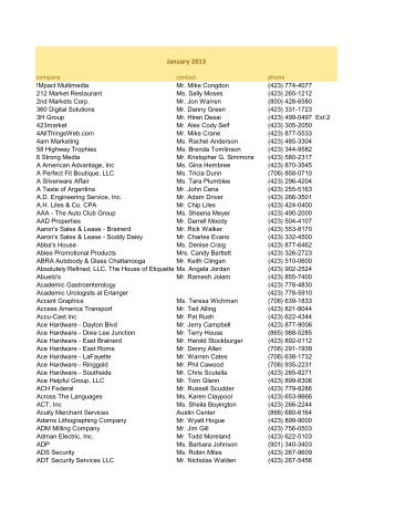 January 2013 - Chattanooga Area Chamber of Commerce