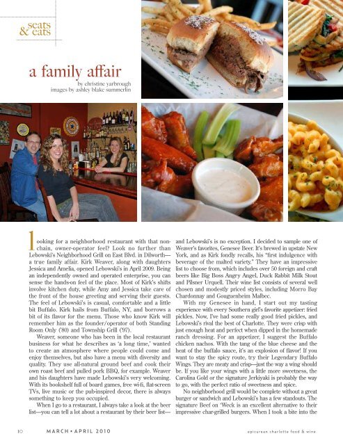 March/April 2010 - Epicurean Charlotte Food & Wine Magazine