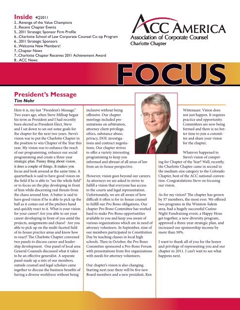 President's Message Inside - Association of Corporate Counsel