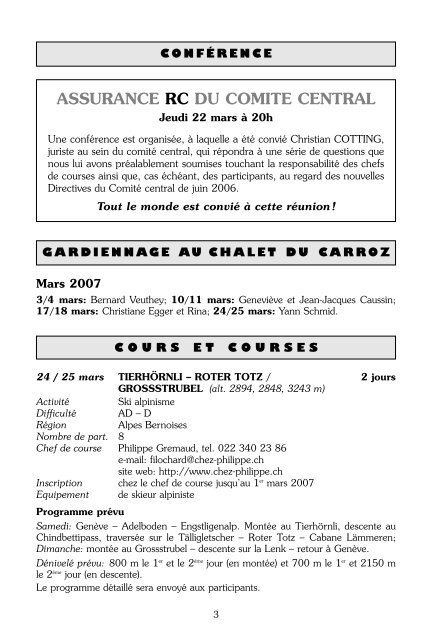 Bulletin mensuel de la - Section genevoise du Club alpin Suisse