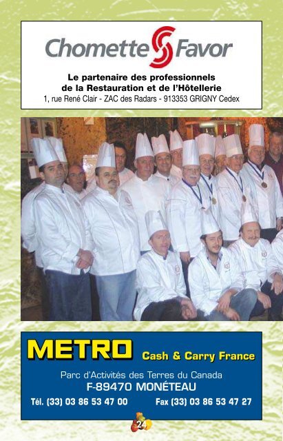 Les recettes de nos chefs 2011 - Amicale des cuisiniers de l'Yonne