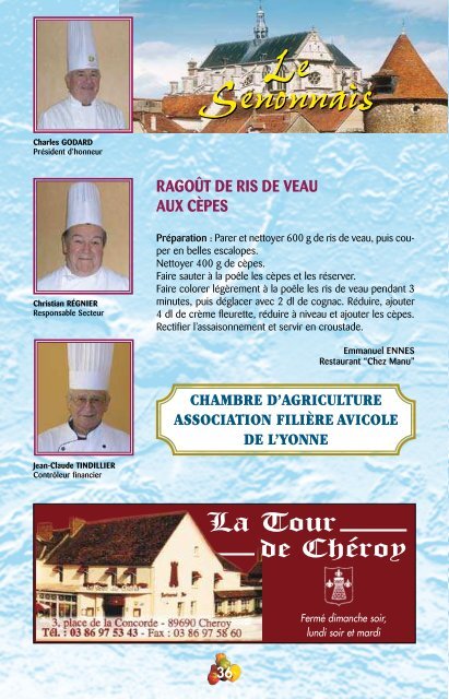 Les recettes de nos chefs 2011 - Amicale des cuisiniers de l'Yonne