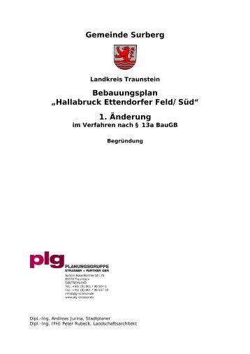 Gemeinde Surberg Bebauungsplan âHallabruck Ettendorfer Feld ...