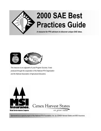 2000 SAE Best Practices Guide - National FFA Organization