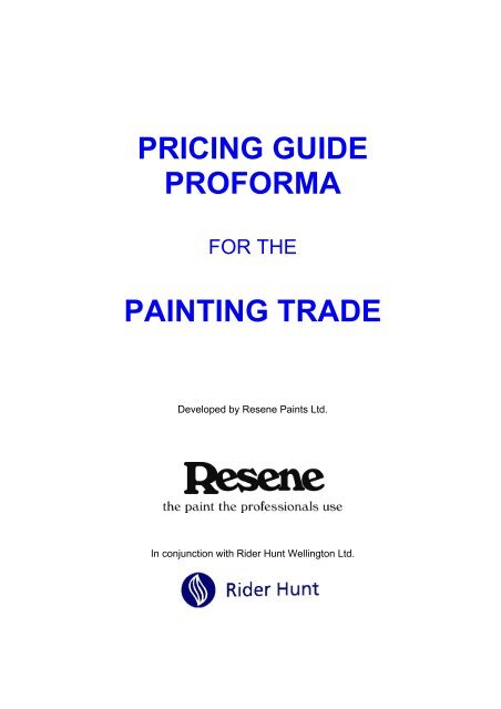 Pricing Guide For The Painting Trade Resene