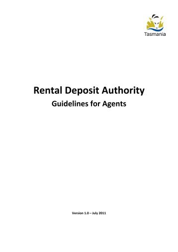 Rental Deposit Authority - Consumer Affairs and Fair Trading