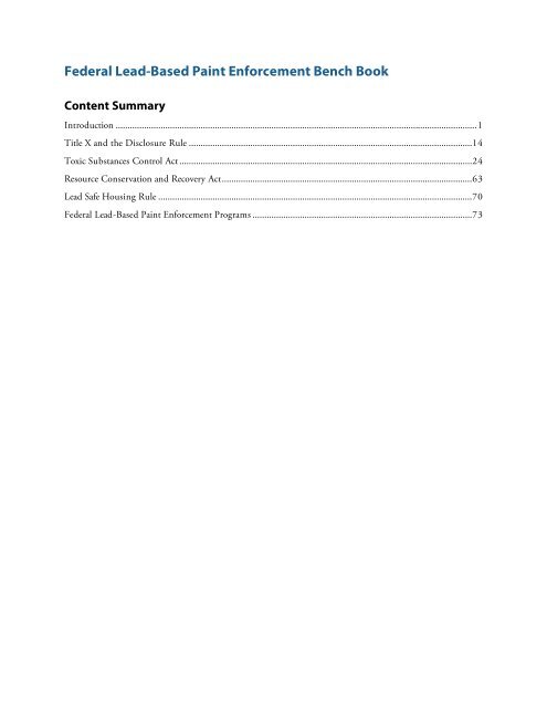 B. Federal Lead-Based Paint Enforcement Bench Book - National ...