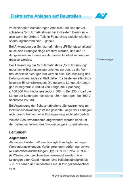 Elektroschutz auf Baustellen M240